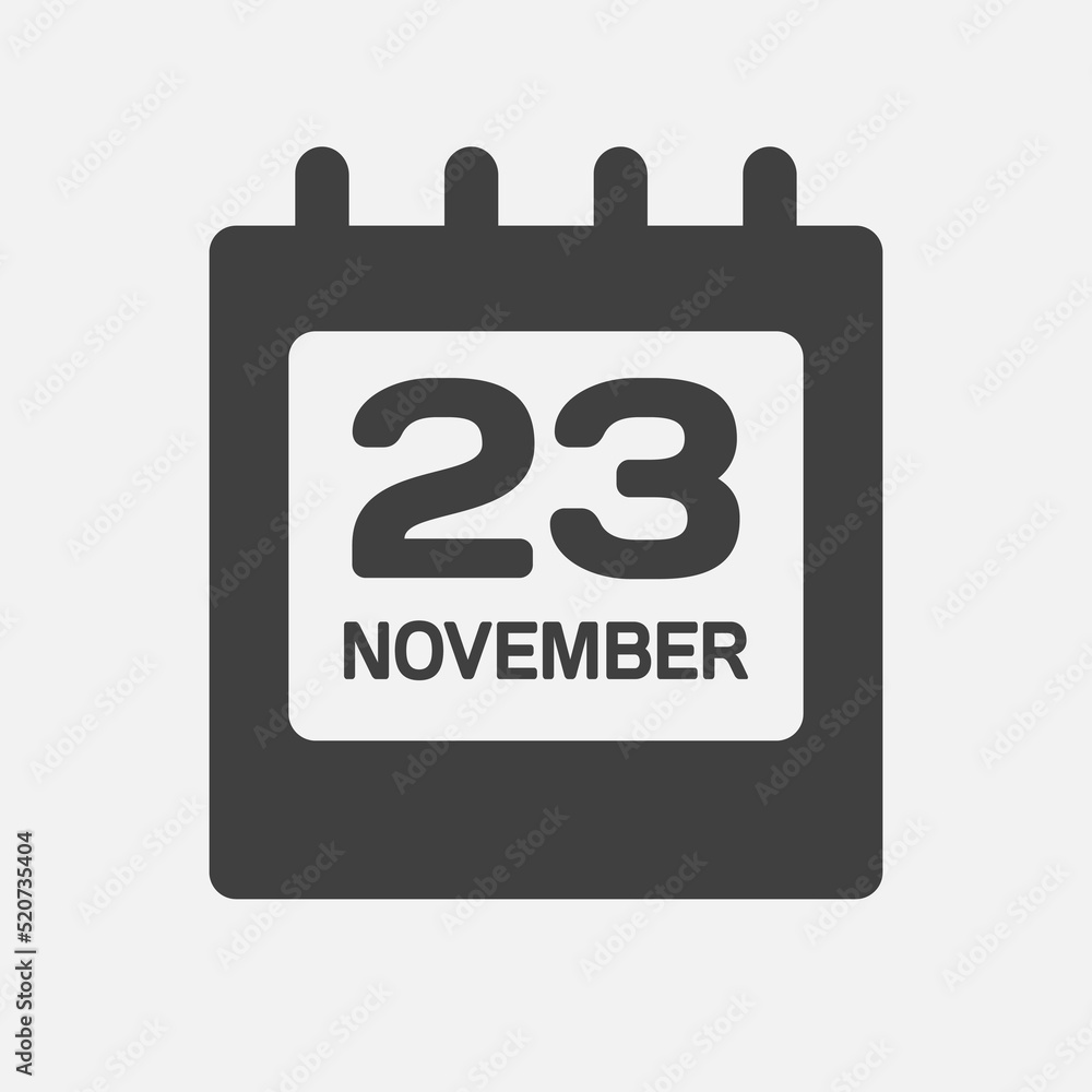 Icon day date 23 November, template calendar page Icon day date 23 November, template calendar page