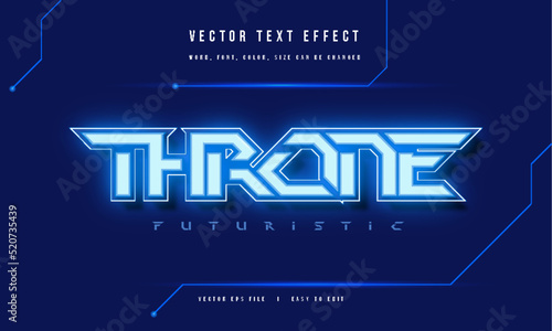 Neon light throne futuristic editable movie game style text effect