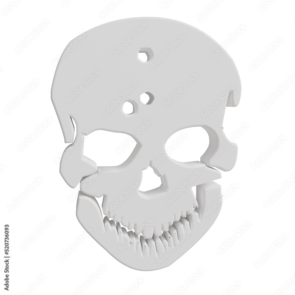 3D illustration skull symbol isolated on white background with clipping path. 3D illustration skull symbol isolated on white background with clipping path.