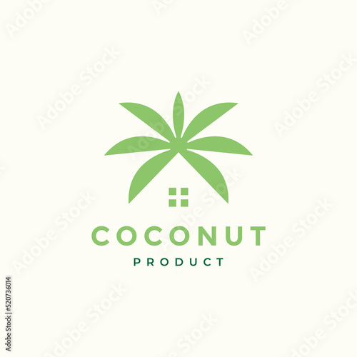home with coconut tree logo design