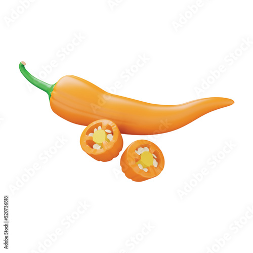 Chili yellow 3d rendering isometric icon.