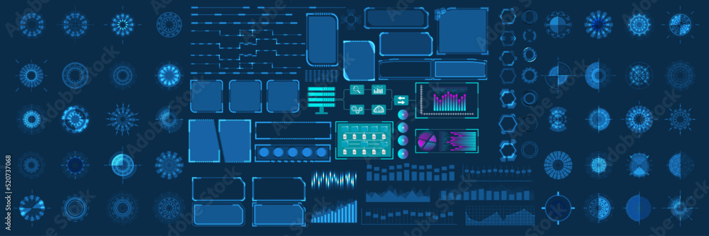 Mega set Futuristic Hud elements. Futuristic virtual graphic touch user interface. Mega set Futuristic Hud elements. Futuristic virtual graphic touch user interface.