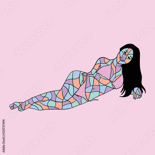 unique creative decorative women design abstract colorful multicolor cubism surrealism style artwork