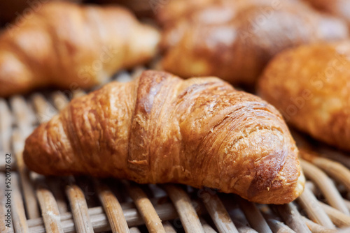 A closeup shot of fresh croissants