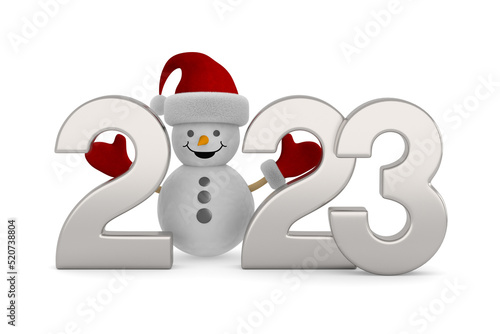 2023 new year. Snowman on w...