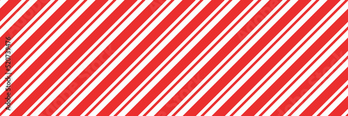 Christmas candy cane striped seamless pattern. Christmas candycane background with red stripes. Caramel diagonal print. Xmas traditional wrapping texture. Vector illustration.