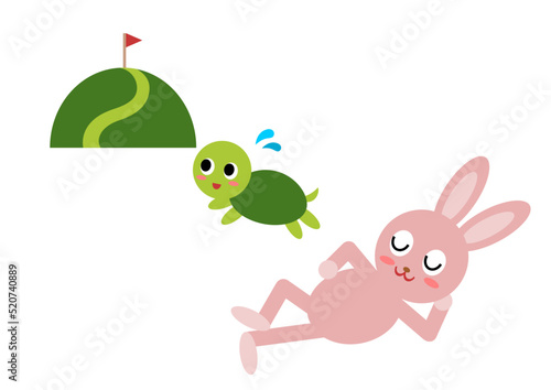 ウサギとカメのイラスト: 休憩するウサギ