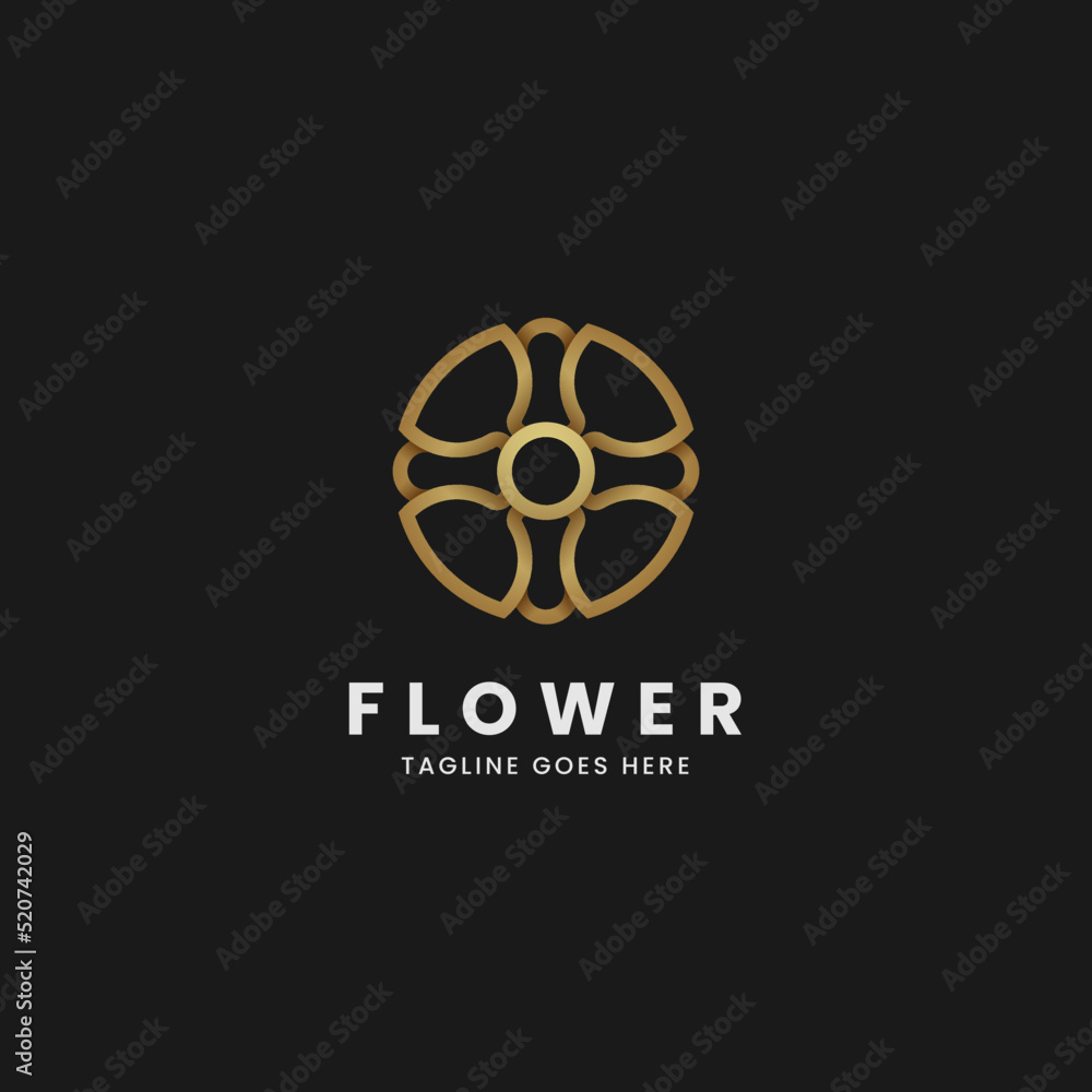 Vector Logo Illustration Flower Line Art Gradient Style.