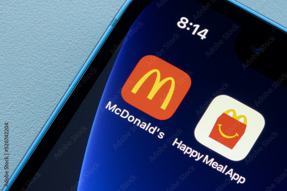 Portland, OR, USA July 13, 2022 McDonald's App and McDonald's