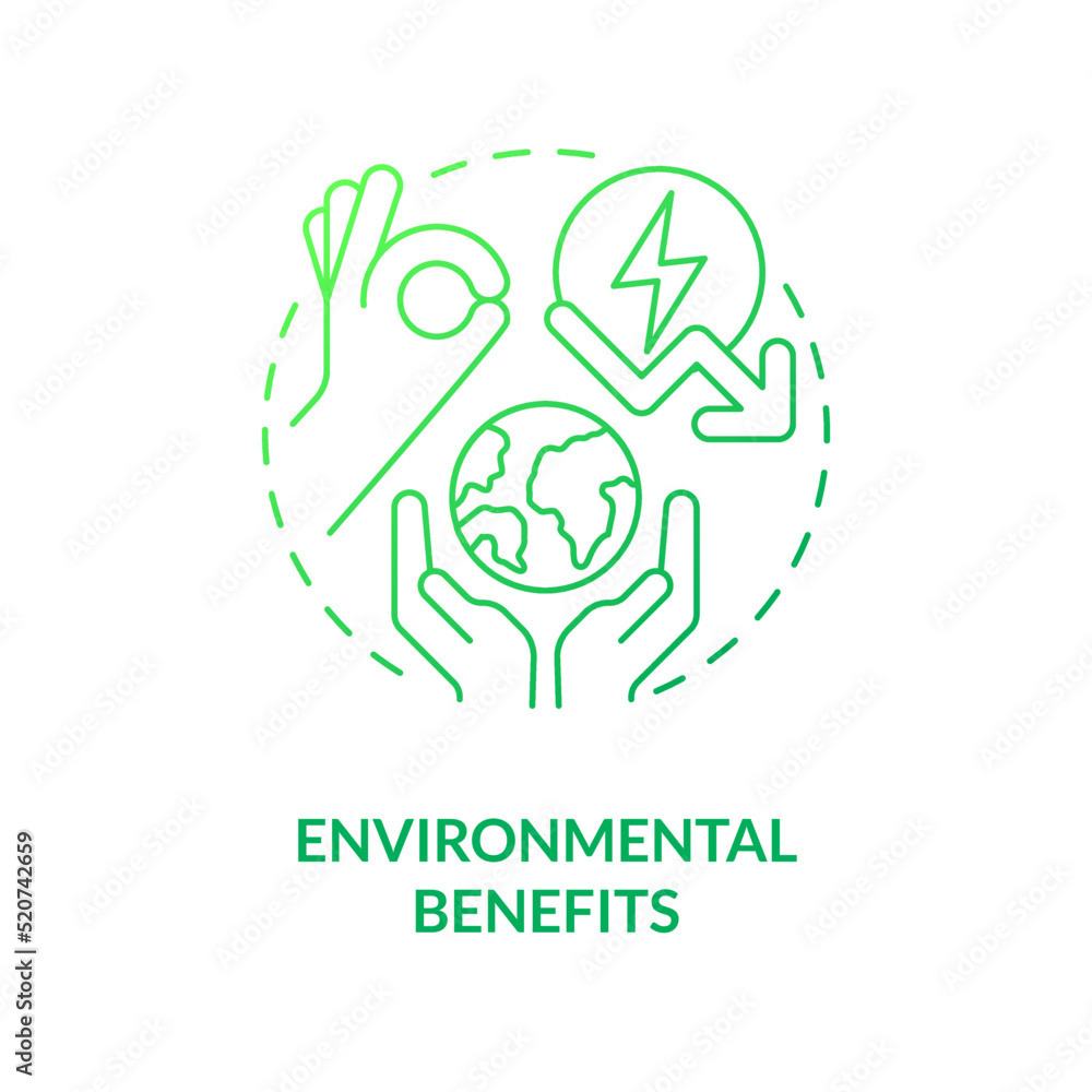 Environmental benefits green gradient concept icon. Reduce air