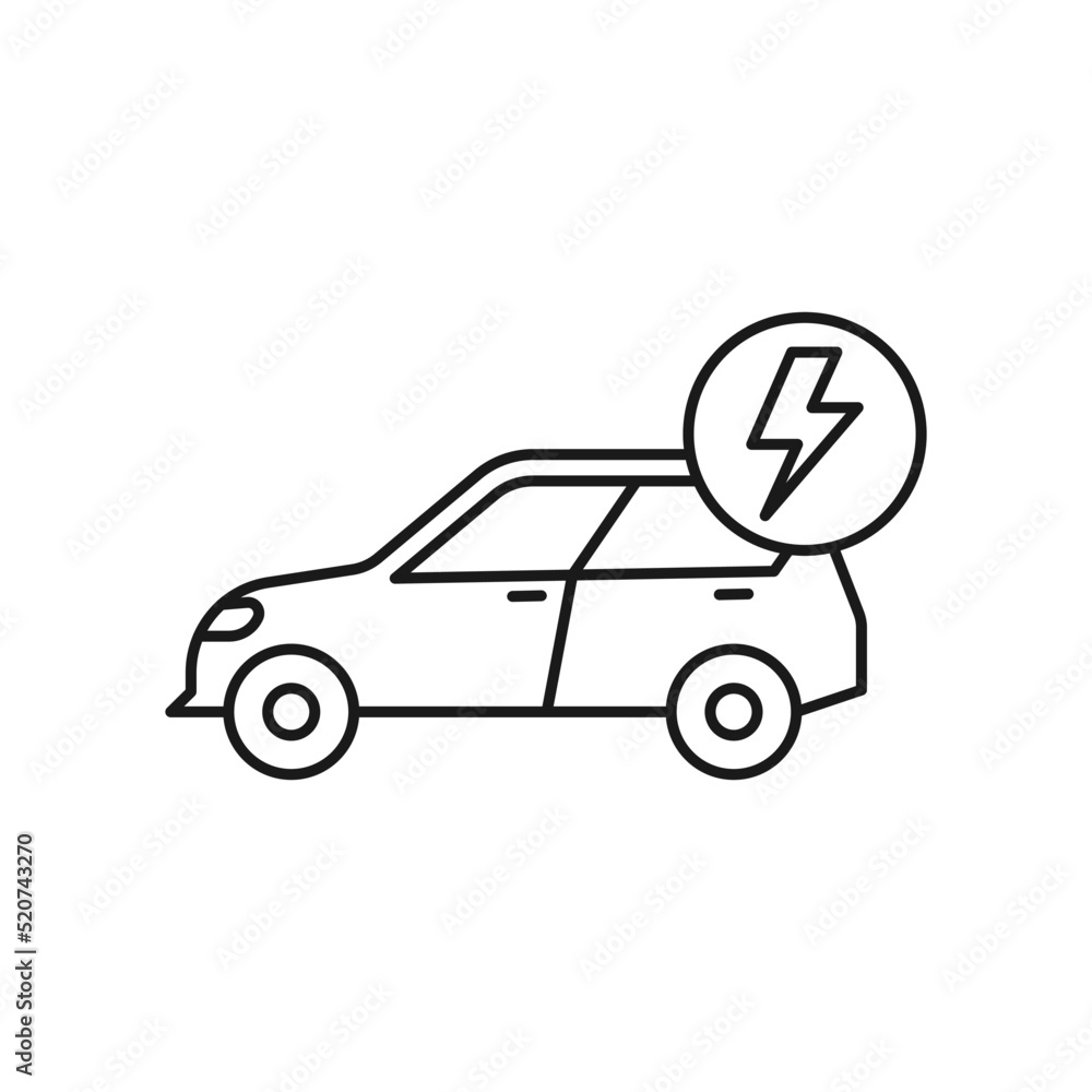 Electric Car line art ecology icon design template vector illustration Electric Car line art ecology icon design template vector illustration