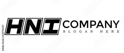 HNI three Letter Rounded rectangle boxes shape element symbol digital initial technology Media business logo design, Vector Template