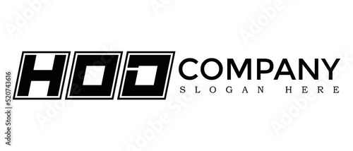 HOD three Letter Rounded rectangle boxes shape element symbol digital initial technology Media business logo design, Vector Template