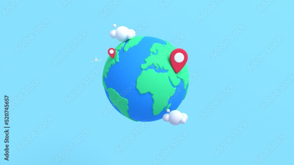 world tourism day animation in 3d style, earth animation,plane animation,pin animation world tourism day animation in 3d style, earth animation,plane animation,pin animation