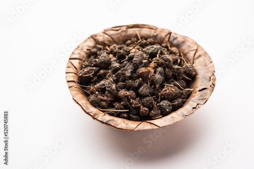 Ayurvedic Nagarmotha - Cyperus Scariosus or Cypriol in a bowl or heap photo