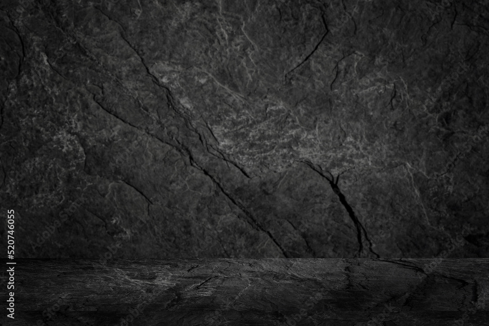 stone floor and wall backgrounds, dark room, interior, display product.	