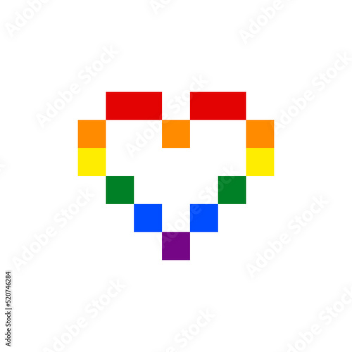 Symbol pixel heart with rainbow flag lgbt pride