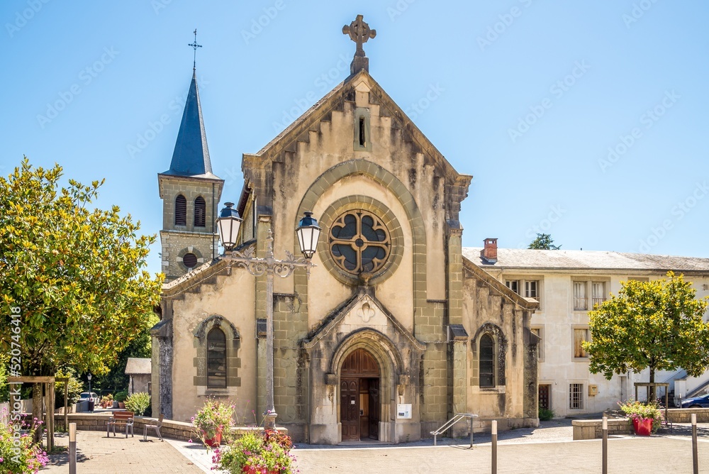 View at the Church of Saint Laurent in the streets of Le Bourget du Lac in France