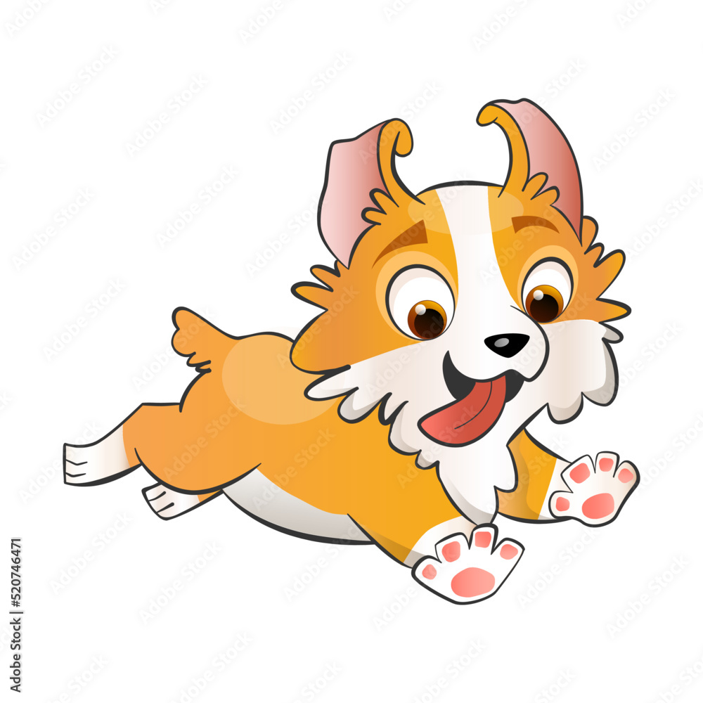 Cute jumping corgi puppy character vector illustration in flat cartoon style Cute jumping corgi puppy character vector illustration in flat cartoon style