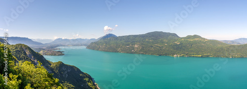 Panoramic view at the Bourget Lake from Viewpoint near Aix Les Bains, France