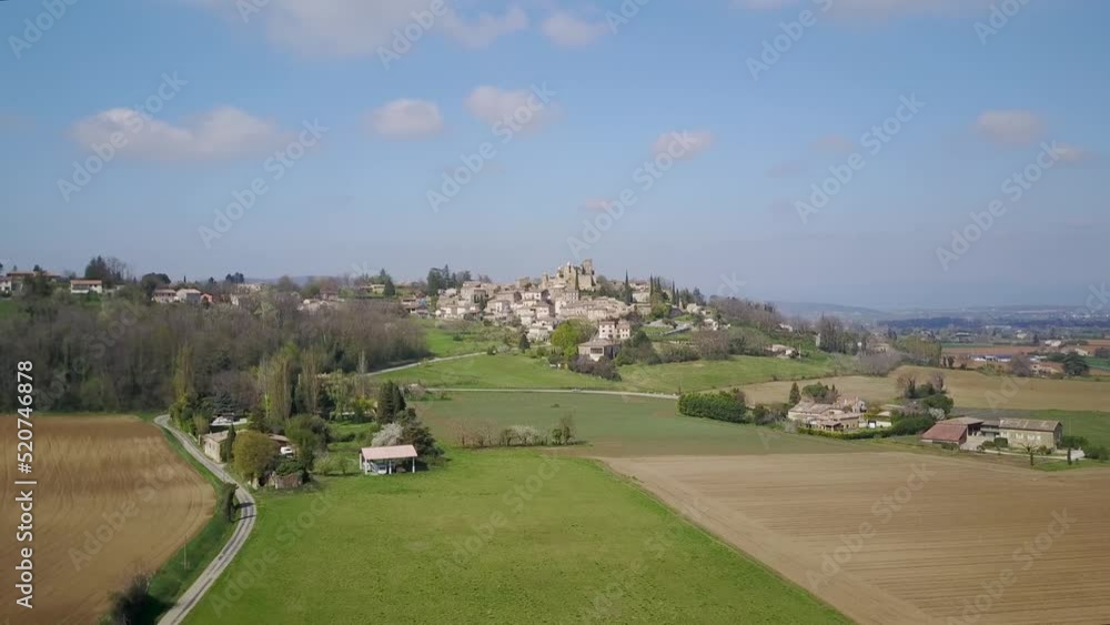 Aerial View Of A typical Provence Hilltop Village and Castle Ruins Aerial View Of A typical Provence Hilltop Village and Castle Ruins