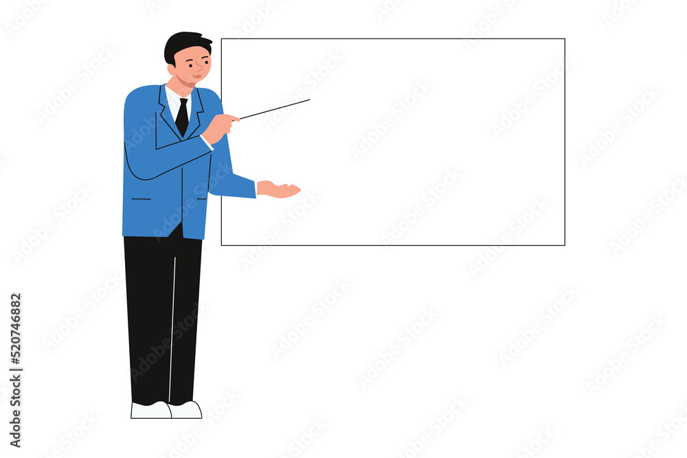 Business trainer or coacher pointing at the presentation board Business trainer or coacher pointing at the presentation board