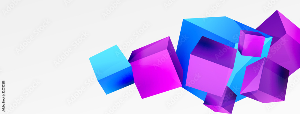 3d vector abstract background. Flying cubes composition. Trendy techno business template for wallpaper, banner, background or landing 3d vector abstract background. Flying cubes composition. Trendy techno business template for wallpaper, banner, background or landing