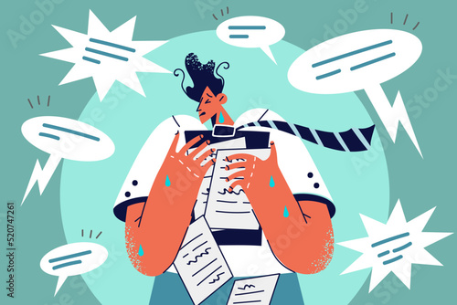 Stressed employee frustrated with colleagues comments 