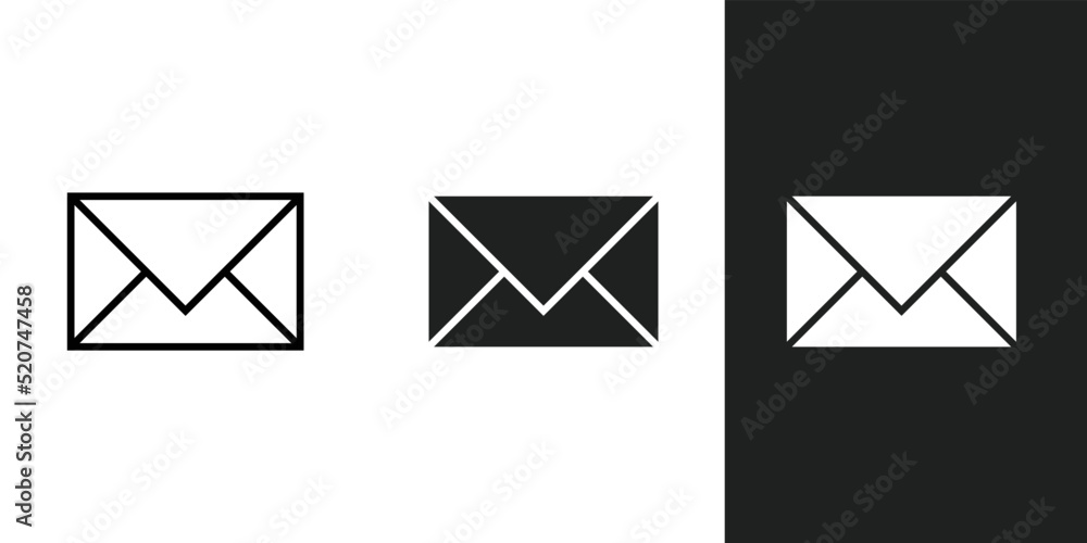 flat simple paper envelope icons in 3 form. flat simple paper envelope icons in 3 form.