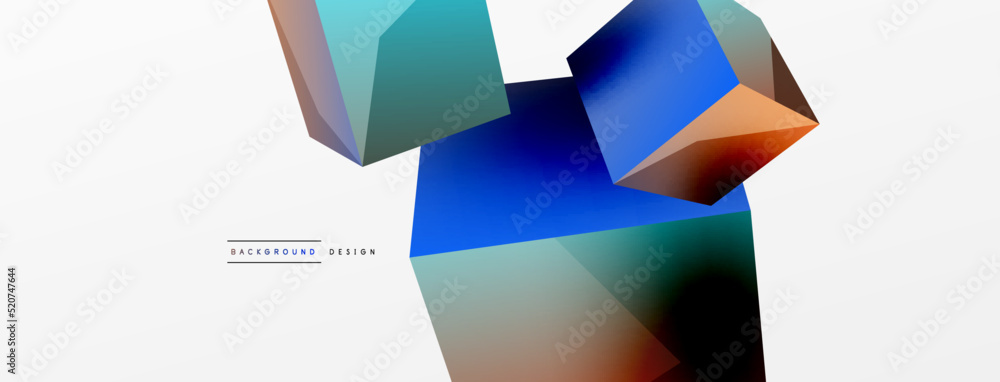 3d vector abstract background. Flying cubes composition. Trendy techno business template for wallpaper, banner, background or landing 3d vector abstract background. Flying cubes composition. Trendy techno business template for wallpaper, banner, background or landing