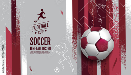 Soccer Layout template design, football, Purple magenta tone, sport background