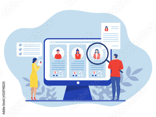 KYC or know your customer with business verifying the identity of its clients concept at the partners-to-be through a magnifying glass on laptop vector illustrator