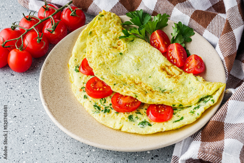 Omelet with dill filled tomatoes Omelet with dill filled tomatoes