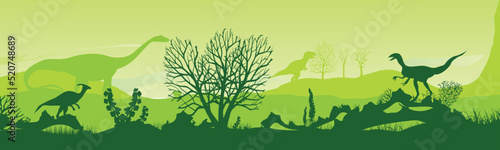 dinosaur silhouette in light green color. Vector photo