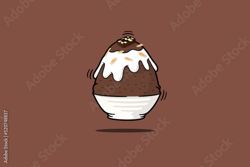 Bingsu Chocolate milk on top brownie and macadamia
