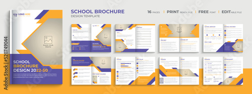 Education school brochure design with kids academy 16 Page brochure template