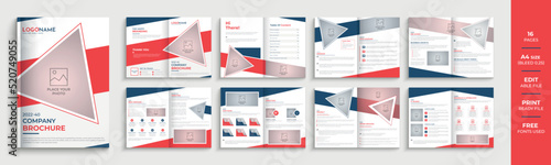 Creative company profile 16 pages brochure design, multipage business template layout