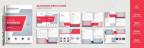 16 Page business company profile brochure template design, annual report, corporate company profile, editable template design layout.