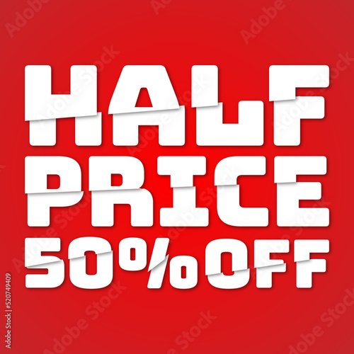 50 Percent Off Half Price Sale Banner Background Vector Design