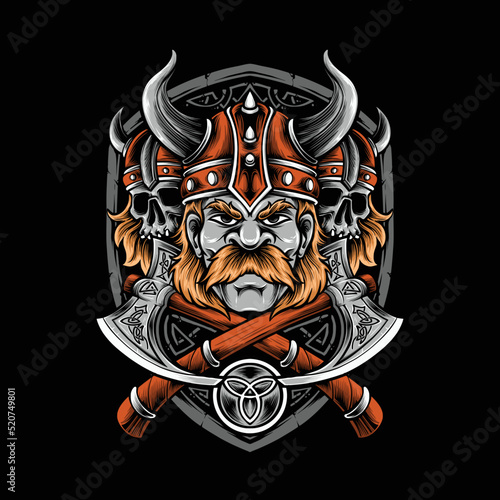viking with armor and axe vector