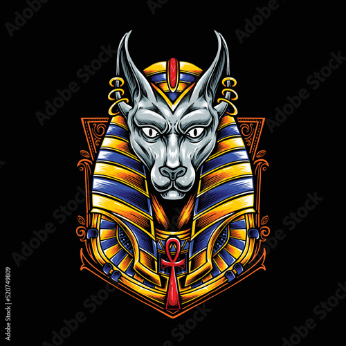 jackal anubis with ornament vector illustration