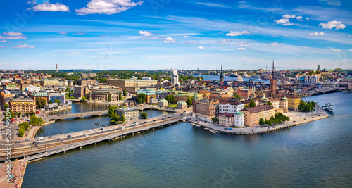 Panoramic vew of Riddarholmen island - the part of Stockholm Old Town (Gamla Stan), Sweden.