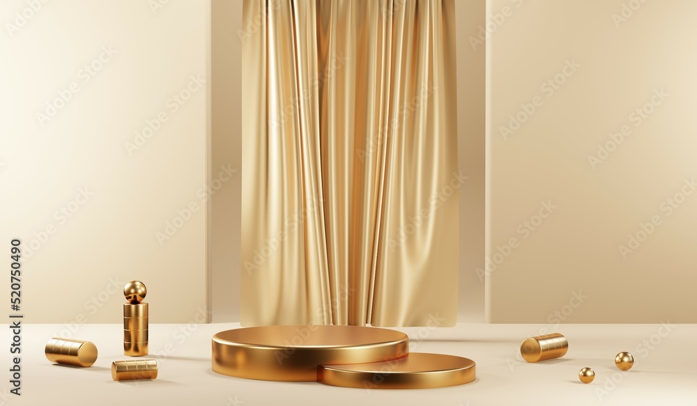 3D rendering of blank product background for cream cosmetics Modern gold podium background 3D rendering of blank product background for cream cosmetics Modern gold podium background