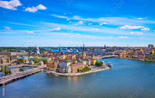 Panoramic view of Riddarholmen island - the part of Stockholm Old Town (Gamla Stan), Sweden.