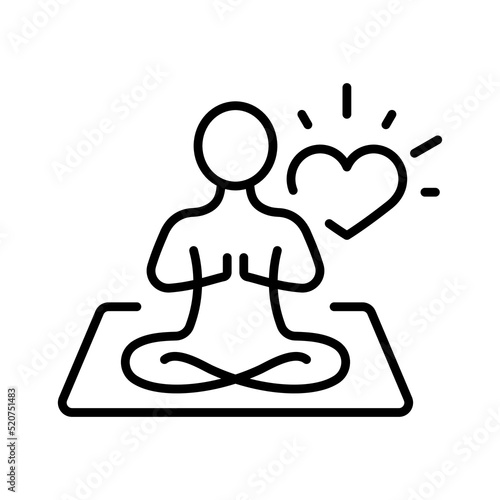 Mantra Yoga Line Icon. Meditate Relax Linear Pictogram. Spiritual Chakra Zen Outline Icon. Calm Aura Galaxy Serenity and Health Body. Meditation Logo. Editable Stroke. Isolated Vector Illustration