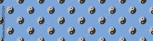 pattern. Image of Yin Yang symbol on pastel blue blue backgrounds. Symbol of opposite. Surface overlay pattern. Banner for insertion into site. 3D image. 3D rendering.