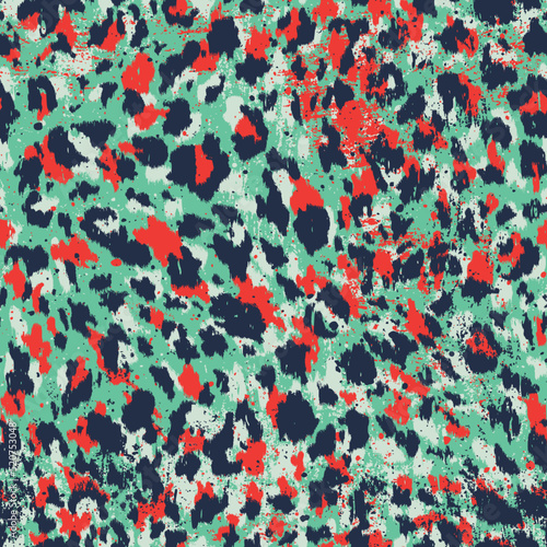Abstract splatted leopard skin wallpaper vector seamless pattern