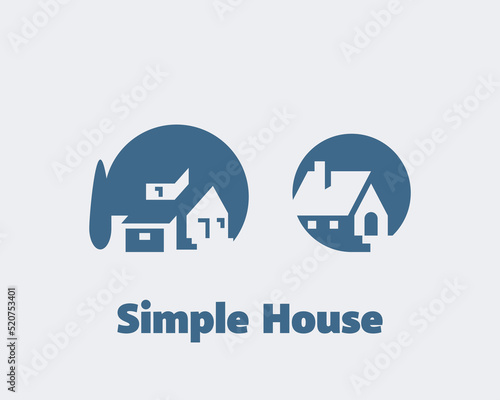 Simple House and Moon with Negative Space 