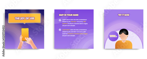 Social media informative post banner template layout design in purple, yellow, orange background, glassmorphism style with transparent glass frame bubble message