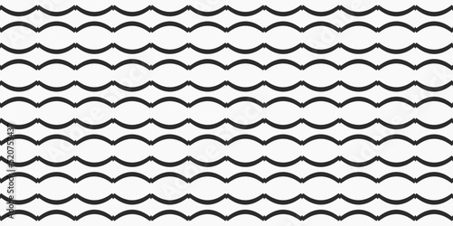 The waves are horizontal. Vector seamless pattern of black repeating wavy lines.